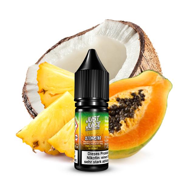 JUST JUICE Pineapple, Papaya &amp; Coconut Nikotinsalz Liquid 10 ml