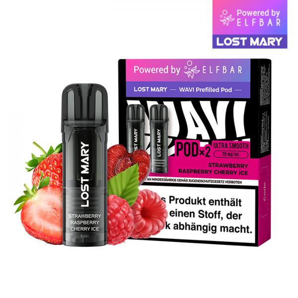 2x Lost Mary Wavi Pod - Strawberry Raspberry Cherry Ice