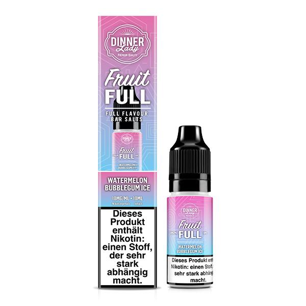 DINNER LADY FRUIT FULL Watermelon Bubblegum Ice Nikotinsalz Liquid 10 ml