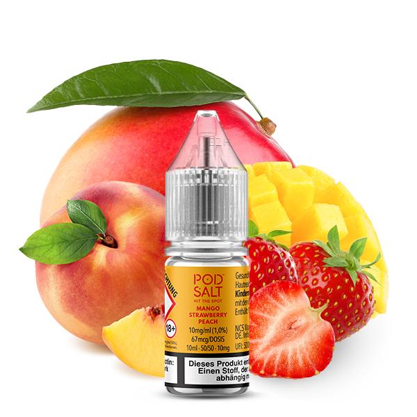 POD SALT XTRA Mango Strawberry Peach Nikotinsalz Liquid 10 ml