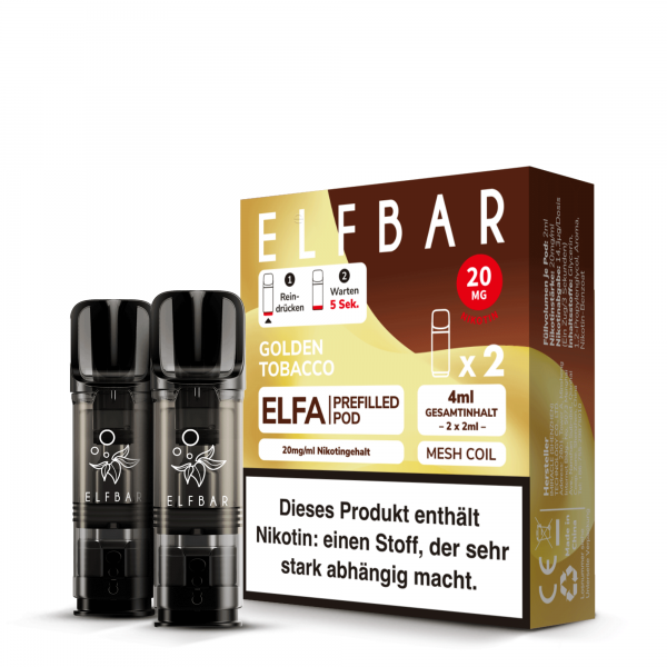 2x Elfbar ELFA Pod - Golden Tobacco