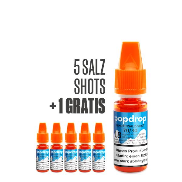 POPDROP Nikotinsalz-Shot 70/30 – 5+1 Gratis Paket