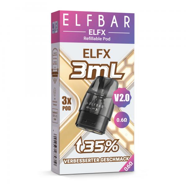 3x Elfbar ELFX V2.0 Refillable Pod - 3 ml