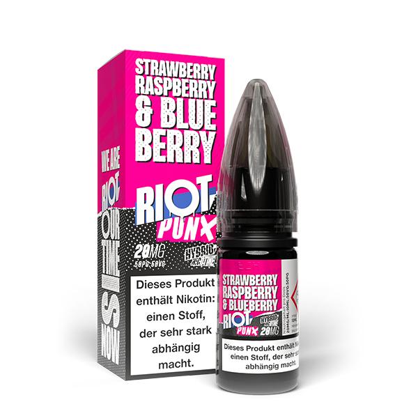RIOT SQUAD PUNX Strawberry, Raspberry &amp; Blueberry Nikotinsalz Liquid 10 ml