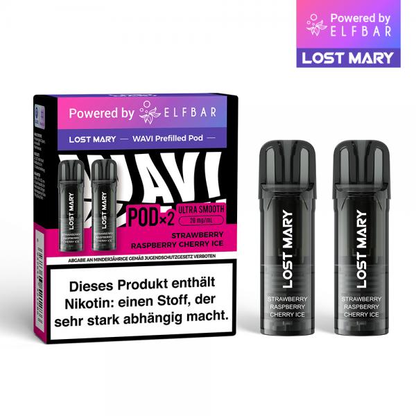 2x Lost Mary Wavi Pod - Strawberry Raspberry Cherry Ice