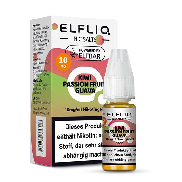 ELFBAR ELFLIQ Kiwi Passion Fruit Guava Nikotinsalz Liquid 10 ml